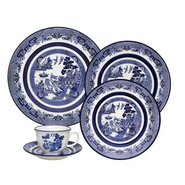 VAJILLA PORCELANA 30 PZAS 6 PTOS BLUE WILLOW