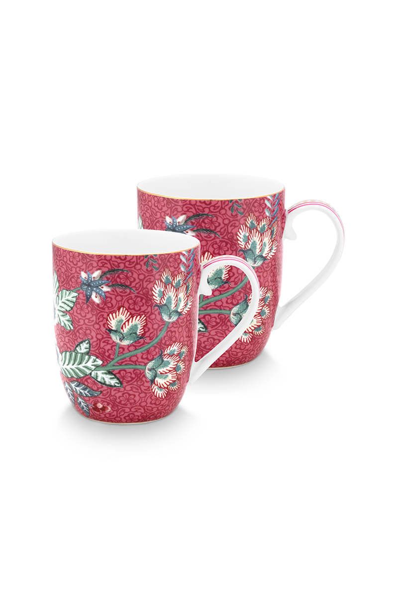 Juego de Dos Mugs Grande Flower Festival Rosa Oscuro